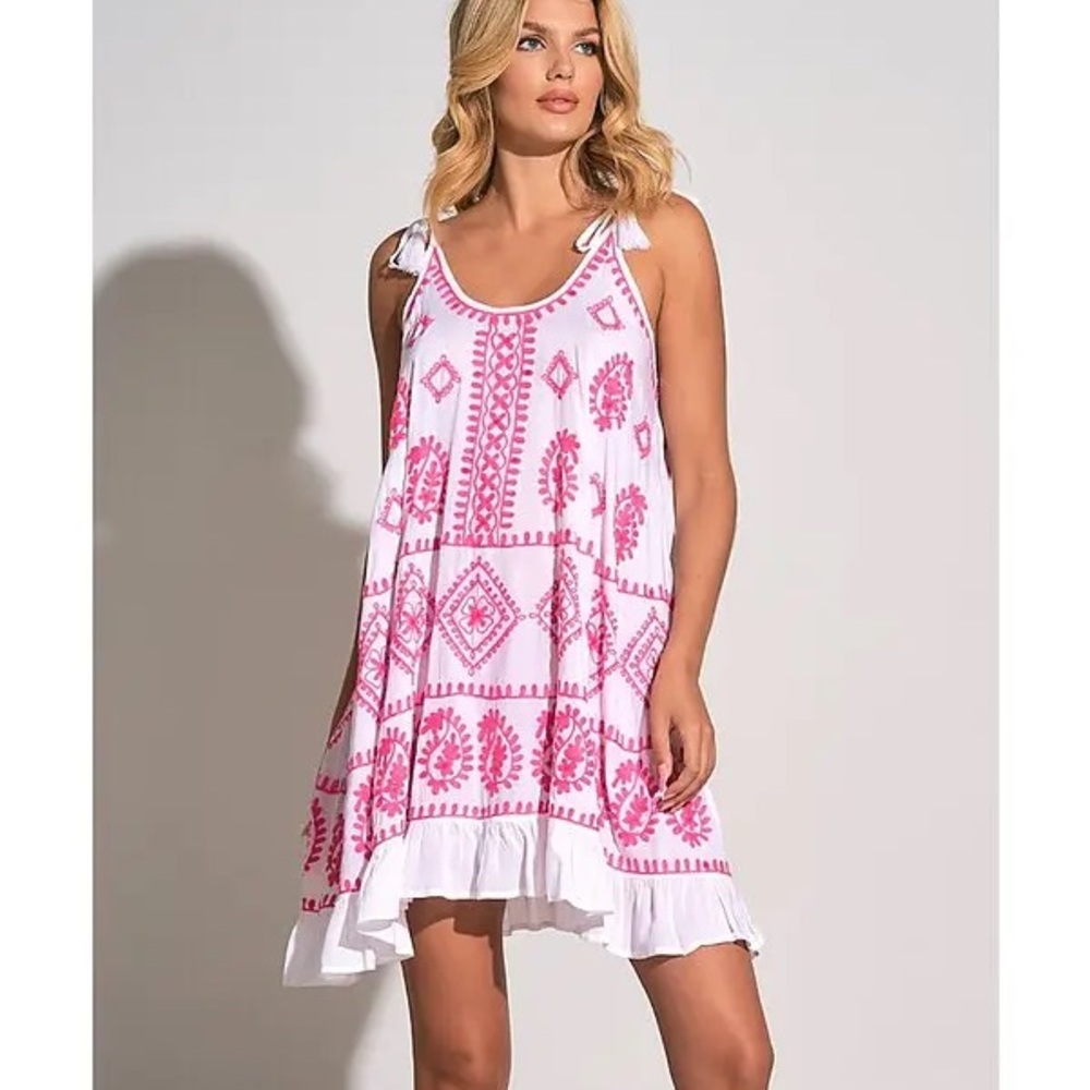 Elan Tassel Tie Embroidered Cover Up. Sz S NWT